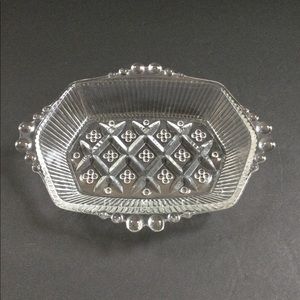 VTG Glass Hexagon Candy Serving Dish Bubble Design